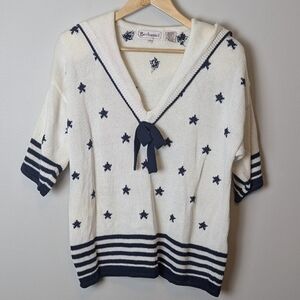 Vintage Navy and White Star Sweater Medium